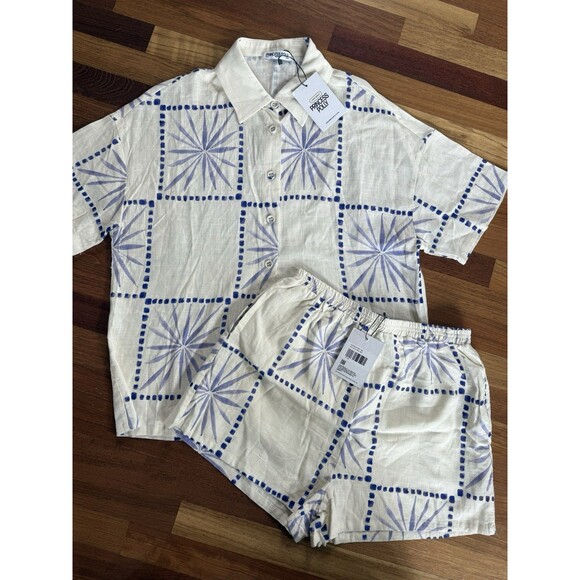 Princess Polly Star Set White Blue Size 4 Vacation Tropical - Picture 2 of 5